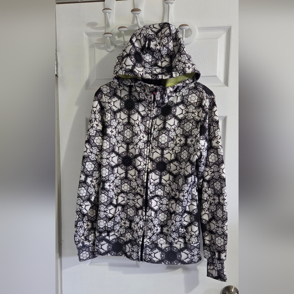 Black & White Geometric Zip Hoodie
